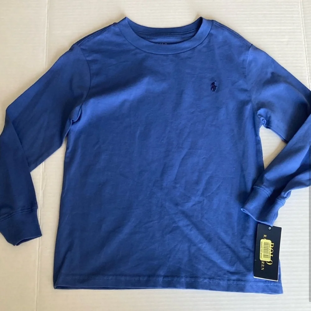 Boys Ralph Lauren Blue Long Sleeve Crew Neck Shirt Size 6